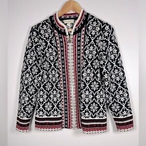 Appleseed's Black, White, and Red Nordic Cardigan